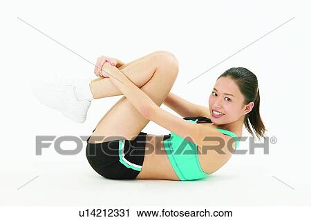 Stock Image - Shorts, Sports Shoe, Beauty Sports, Smiling, Beauty, Black Hair. Fotosearch