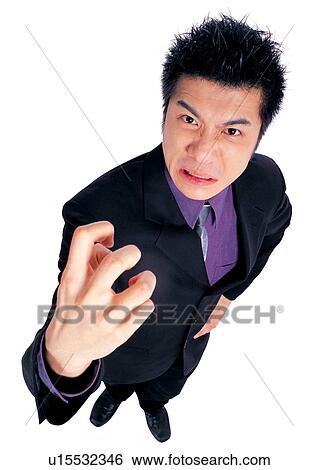 Stock Photograph - human cut outs, angry, asian, business. Fotosearch