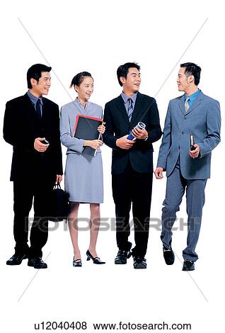Stock Photo - looking at each other, teamwork, fashion, side by side, executive, suit, male. Fotosearch
