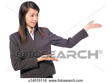 Stock Photo - professional, showing, human cut outs, young woman. Fotosearch