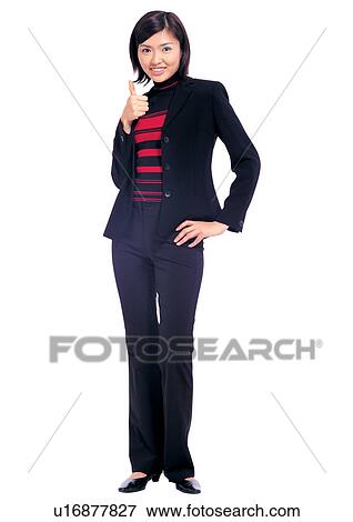 Stock Photo - style, asian, pointing, executive, business executive, occupation, profession. Fotosearch