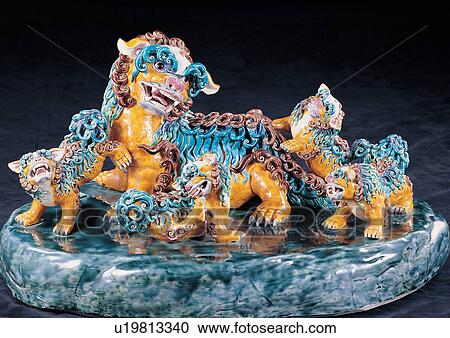Stock Image - black background, ceramics, animal. Fotosearch