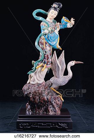 Stock Photo - show piece, ceramics, chinese antiques, black background, sculpture, statue, representation. Fotosearch