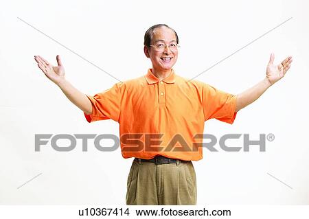 Asian Ethnicity, Casual Clothing, Belt, Balding, Arm Outstretched View Large Photo Image Picture - Asian Ethnicity, Casual Clothing, Belt, Balding, Arm Outstretched. Fotosearch