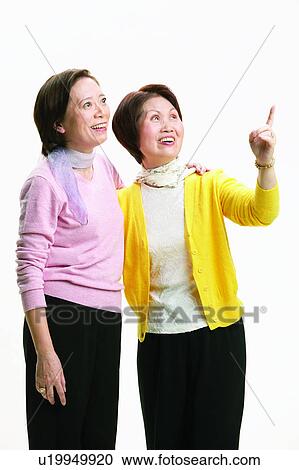 Looking Up, Adults Only, Mature Women, Top, White Background, Cardigan, Asian View Large Photo Image Stock Image - Looking Up, Adults Only, Mature Women, Top, White Background, Cardigan, Asian. Fotosearch
