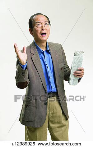 White Background, Balding, Newspaper, Casual Clothing View Large Photo Image Stock Photography - White Background, Balding, Newspaper, Casual Clothing. Fotosearch