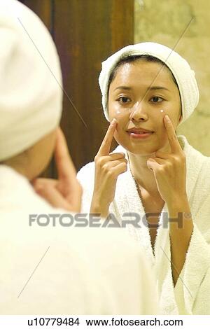 Bathrobe, Beautiful, Indoor, Lifestyles, Focus On Background, Cheek, Young Adult View Large Photo Image Picture - Bathrobe, Beautiful, Indoor, Lifestyles, Focus On Background, Cheek, Young Adult. Fotosearch
