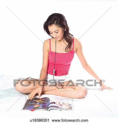 Stock Image - Barefoot, Black Hair, Casual Clothing. Fotosearch