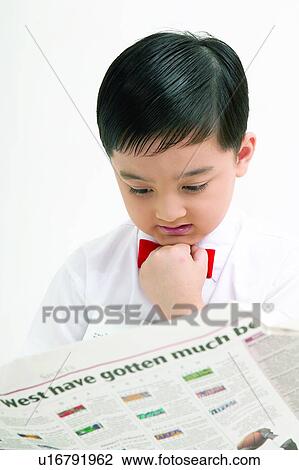 Stock Image - Child, Asian Ethnicity, Casual Clothing, Bow Tie, Black Hair, Clipping Path, 4-5 Years. Fotosearch