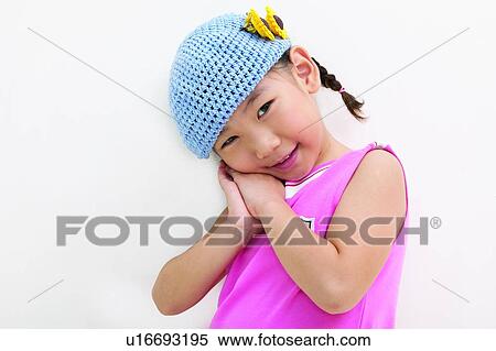 Stock Photography - Child, Asian Ethnicity, Cheek, Casual Clothing, Black Hair, Clipping Path, 4-5 Years. Fotosearch