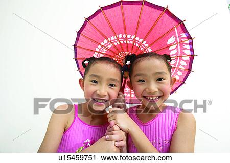 Stock Image - Children Only, Asian Ethnicity, Child, Casual Clothing, Black Hair, Clipping Path, 4-5 Years. Fotosearch