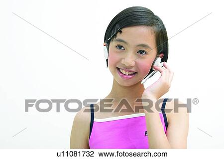 Stock Image - Clipping Path, Asian Ethnicity, Child, Casual Clothing, Black Hair, Close-Up, 4-5 Years. Fotosearch