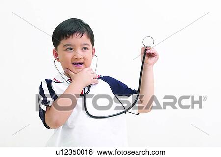 Stock Photograph - Clipping Path, Asian Ethnicity, Child, Casual Clothing, Black Hair, 4-5 Years. Fotosearch