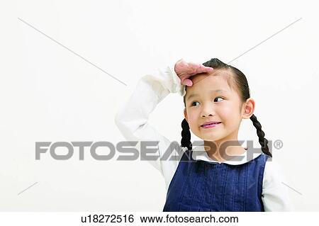 Stock Photograph - Clipping Path, Asian Ethnicity, Child, Casual Clothing, Black Hair, 4-5 Years. Fotosearch
