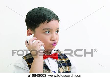 Stock Image - Close-Up, Asian Ethnicity, Clipping Path, Child, Black Hair, 4-5 Years. Fotosearch