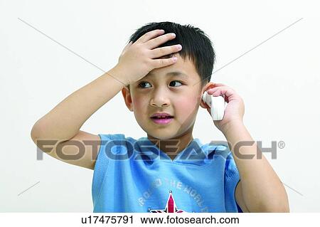 Stock Image - Looking Away, Cut Out, Digital Thermometer, Kids Stuff, Innocence, Childhood. Fotosearch