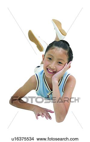 Picture - Child, Asian Ethnicity, Cheek, Casual Clothing, Black Hair, Clipping Path, 6-7 Years. Fotosearch