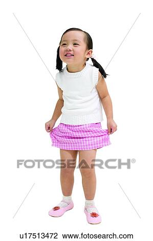Stock Image - Child, Asian Ethnicity, Cheerful, Casual Clothing, Black Hair, Clipping Path, 4-5 Years. Fotosearch