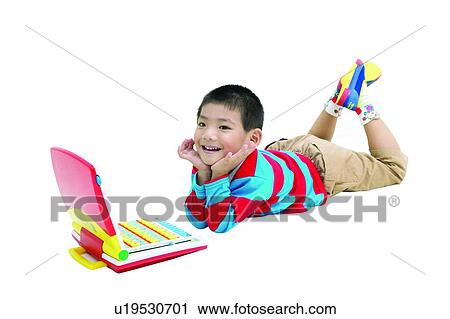 Stock Image - Clipping Path, Asian Ethnicity, Child, Casual Clothing, Black Hair, 6-7 Years. Fotosearch