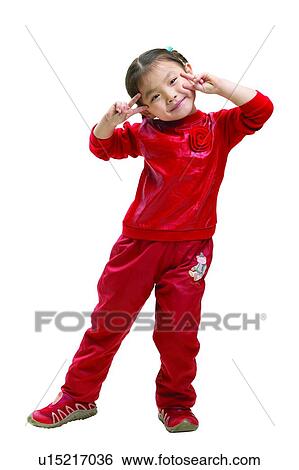 Stock Photograph - Clipping Path, Asian Ethnicity, Child, Casual Clothing, Black Hair, 6-7 Years. Fotosearch