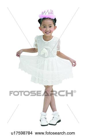 Picture - Kids Stuff, Asian Ethnicity, Cut Out, Legs Crossed At Knee, Dress. Fotosearch
