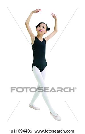 Stock Photography - One Girl Only, Pigtails, Entertainment, Asian Ethnicity, Arms Raised, 6-7 Years. Fotosearch