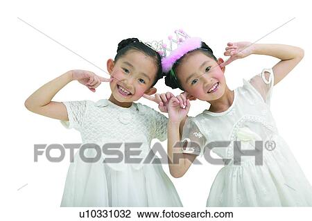 Stock Image - Sensory Perception, Dress, Looking At Camera, Kids Stuff. Fotosearch