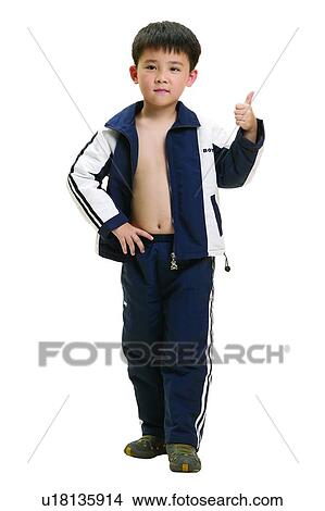 Picture - Success, Casual Clothing, Asian Ethnicity, Clipping Path, Cute, Child, One Boy Only. Fotosearch