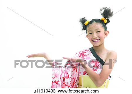 Stock Image - Asian Ethnicity, Clipping Path, Child, Black Hair, 3-4 Years. Fotosearch