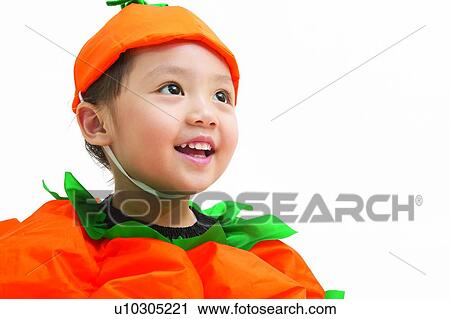 Stock Image - Child, Imagination, Childhood, Halloween, One Child Only. Fotosearch