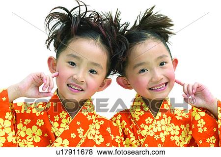 Stock Photo - Clipping Path, Asian Ethnicity, Children Only, Child, Black Hair, Close-Up, 3-4 Years. Fotosearch
