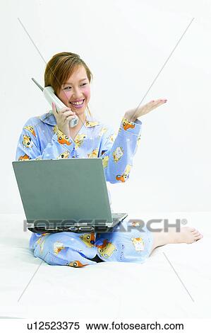 Portable, Cheerful, Wireless Technology, Happiness, White Background, Accessibility View Large Photo Image Stock Photography - Portable, Cheerful, Wireless Technology, Happiness, White Background, Accessibility. Fotosearch