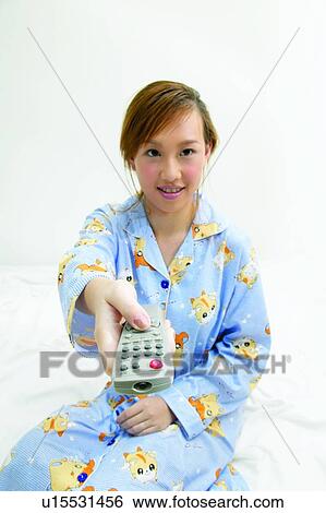 Stock Photograph - Smiling, One Person, White Background, Indoor. Fotosearch