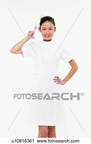 One Young Woman Only, Cut Out, Hand On Hip, Uniform, Cheerful, Portrait View Large Photo Image Stock Image - One Young Woman Only, Cut Out, Hand On Hip, Uniform, Cheerful, Portrait. Fotosearch