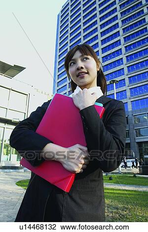 Happiness, Office Lady, File, Business, Bangs, Outdoor View Large Photo Image Stock Image - Happiness, Office Lady, File, Business, Bangs, Outdoor. Fotosearch