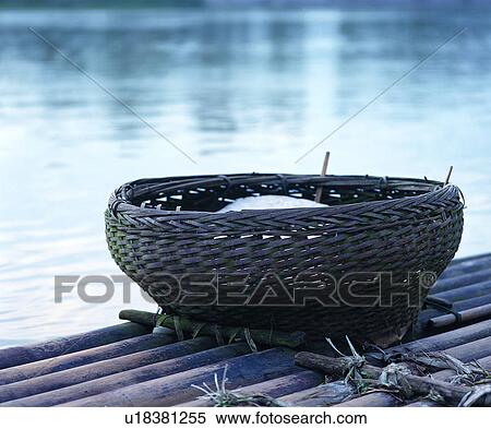 Stock Photography - old, basket, traditional, boat, oriental, lake. Fotosearch
