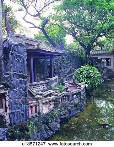 Stock Photo - old, oriental, traditional, garden, house, pool. Fotosearch
