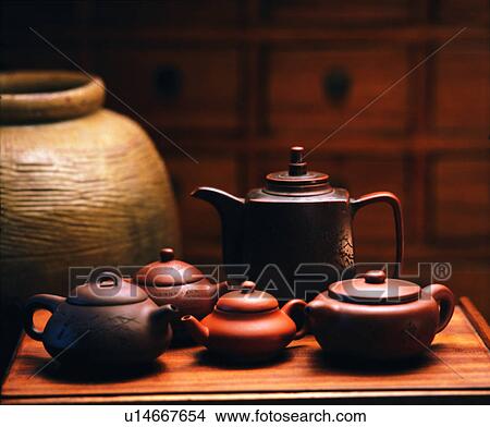 Picture - oriental, traditional, old, brown, teapot. Fotosearch