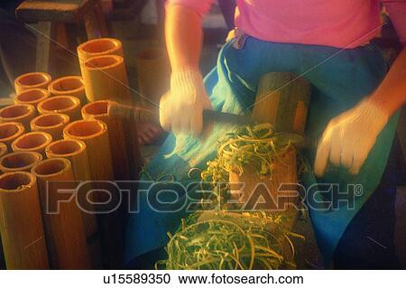 Stock Image - traditional, factory, hand, oriental, tea, old. Fotosearch