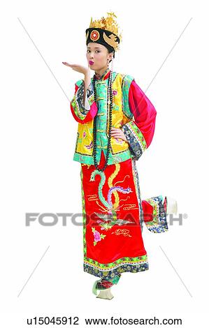 Stock Image - Chinese Culture, Hand On Hip, Necklace, Happiness, Headdress, Clipping Path. Fotosearch