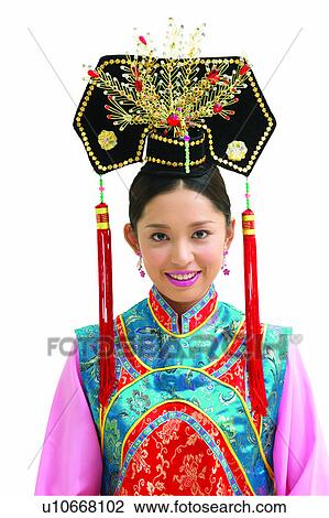 Stock Image - Earring, China, Chinese Ethnicity, Traditional Culture, Head And Shoulders. Fotosearch