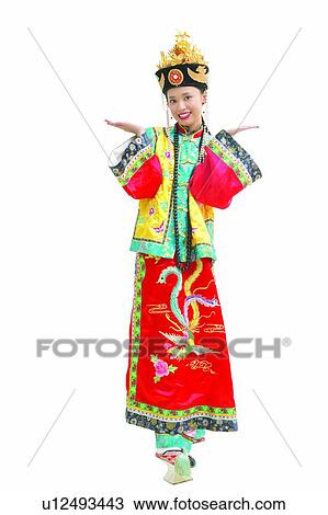 Stock Image - One Young Woman Only, Chinese Culture, Cut Out, Clipping Path, One Person. Fotosearch