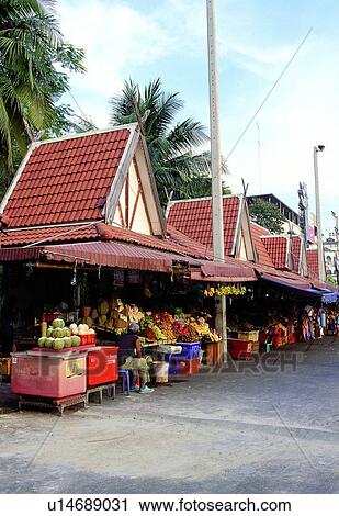Stock Image - Clear Sky, Street, Palm Tree, Sky, Pole, Store. Fotosearch