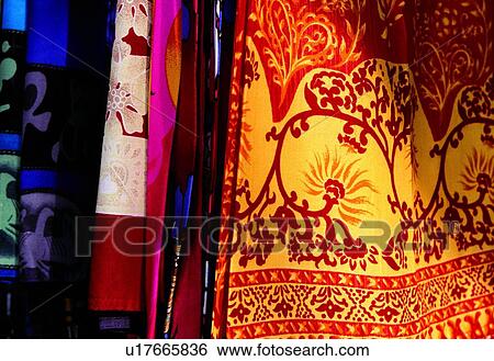 Stock Photograph - Outdoor, Pattern, Asia, Asian Culture, Outfit, Hanging, Assortment. Fotosearch