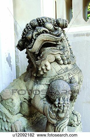 Stock Image - Pattern, Figurine, Southeast Asia, Animal Head, Statue, Art. Fotosearch