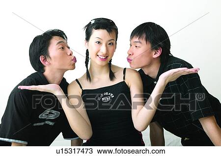 Looking At Camera White Background Teenagers 16 17 Years Hair