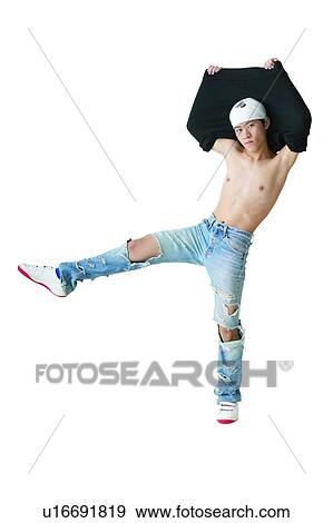 Bizarre Fashion, Adolescence, Bare Chest, Asian Ethnicity, Arms Raised, Casual Clothing, 16-17 Years View Large Photo Image Stock Photo - Bizarre Fashion, Adolescence, Bare Chest, Asian Ethnicity, Arms Raised, Casual Clothing, 16-17 Years. Fotosearch