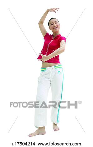 Picture - Casual Clothing, Adolescence, Black Hair, Barefoot, Asian Ethnicity, Clipping Path, 16-17 Years. Fotosearch