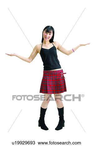 Stock Image - Lifestyles, Cut Out, Black Hair, Teenagers, White Background. Fotosearch