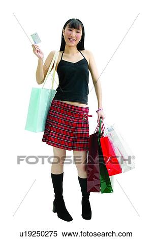 Stock Photography - Lifestyles, Fashion, Shopping, Happiness, Clipping Path, White Background. Fotosearch